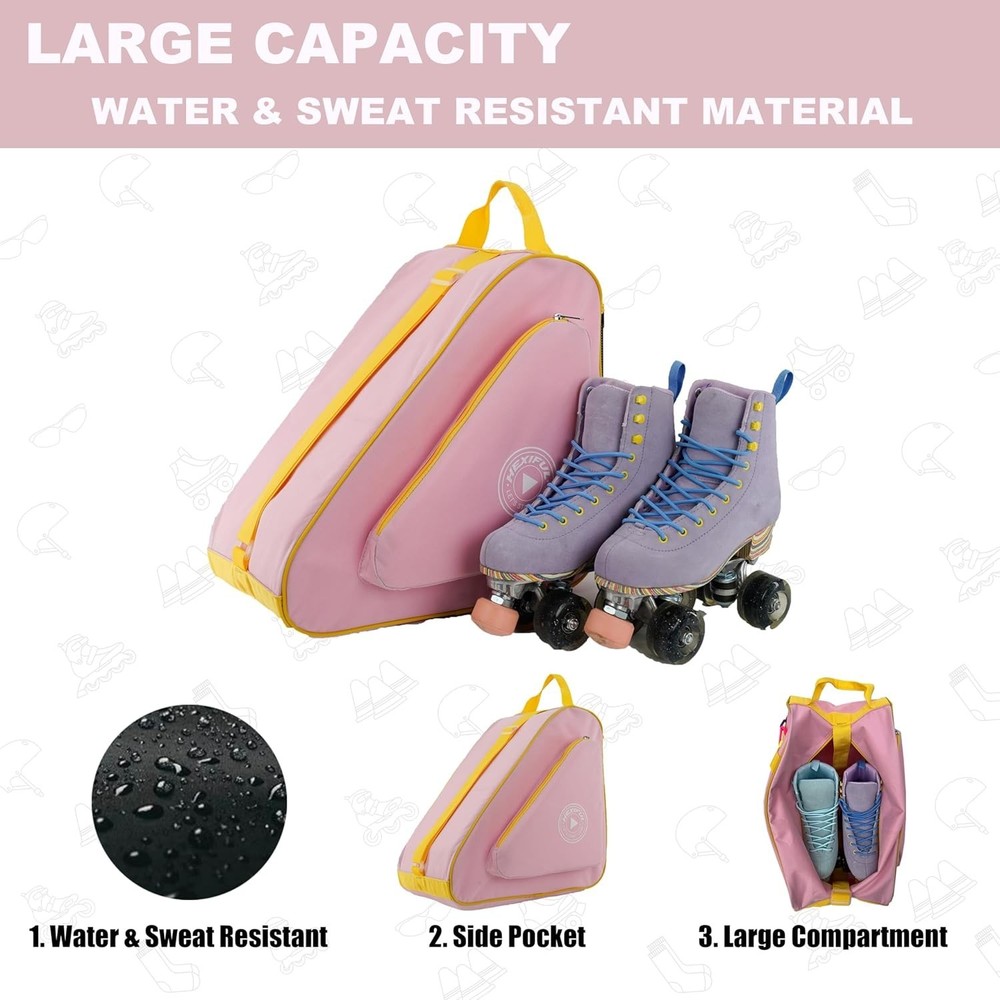 Skate Bag Nylon 20L Water-resistant with Pockets for Ice Inline Roller Skating