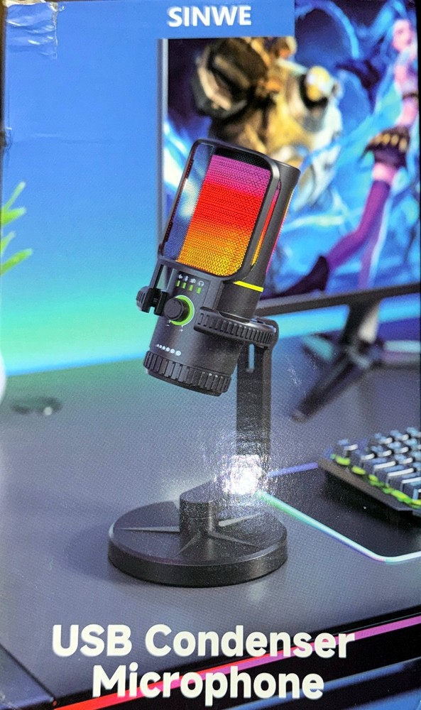 SINWE Gaming Microphone with Noise Cancelation & Gain Control- USB PC Black