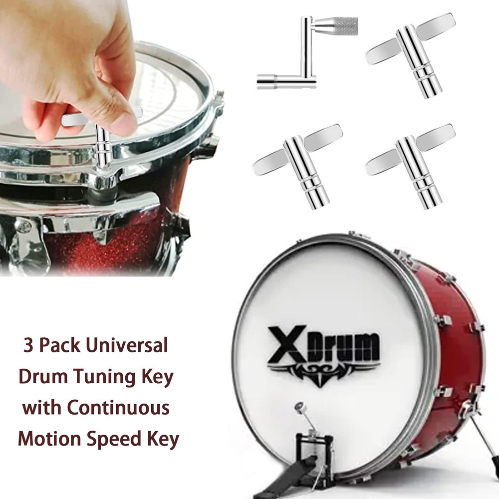 Cheerock 4Pcs Drum Key Set: 3 Standard, 1 Speed - Metal, Continuous Motion
