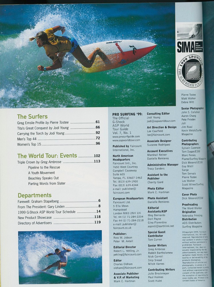 Surf magazine "ProSurfing" Spring 1999