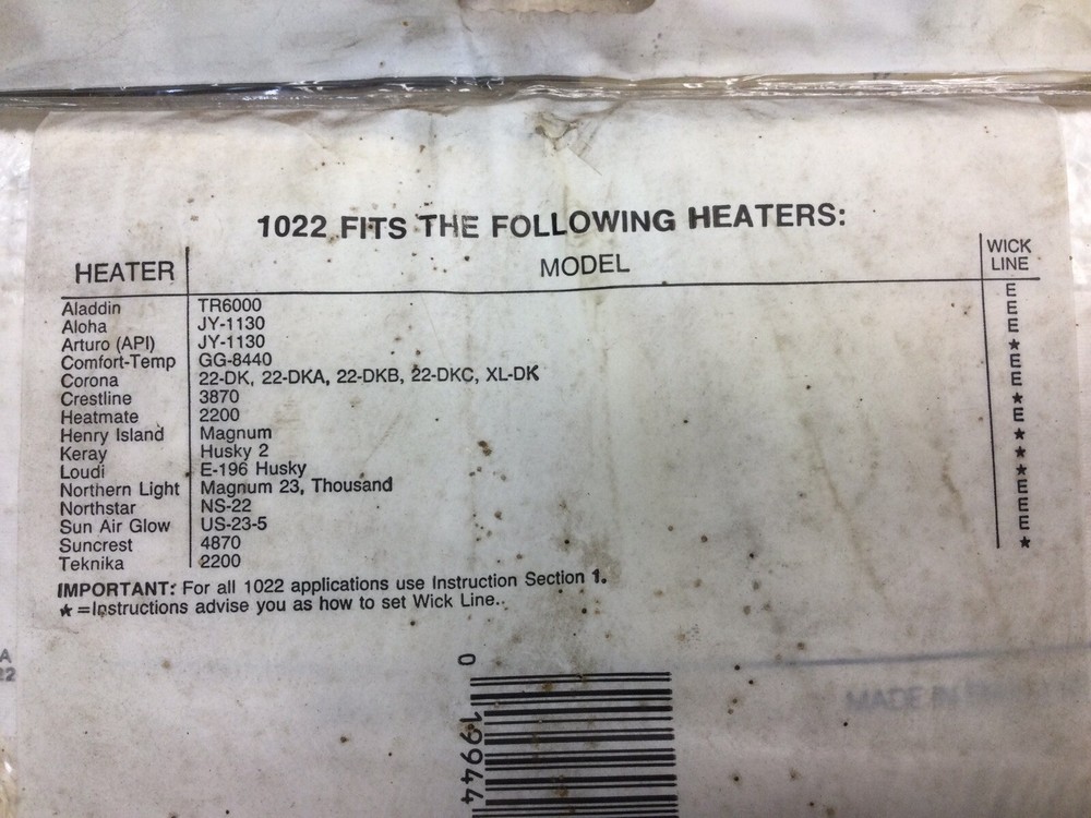 Kersone Heater Wick #1002 made in England. NOS