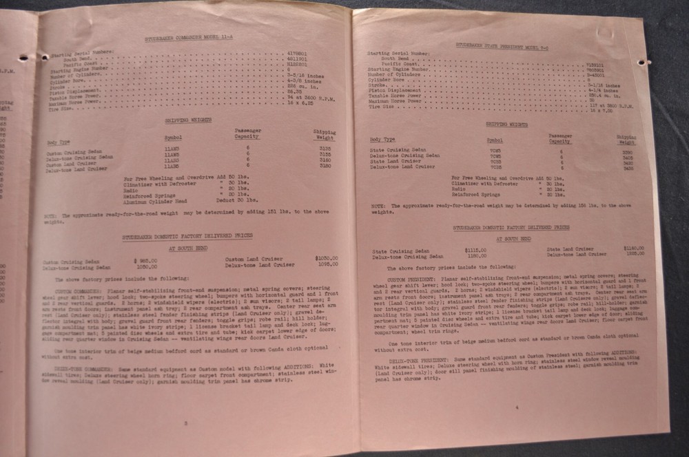1941 Studebaker License Data Folder Commander President Champion Nice Original