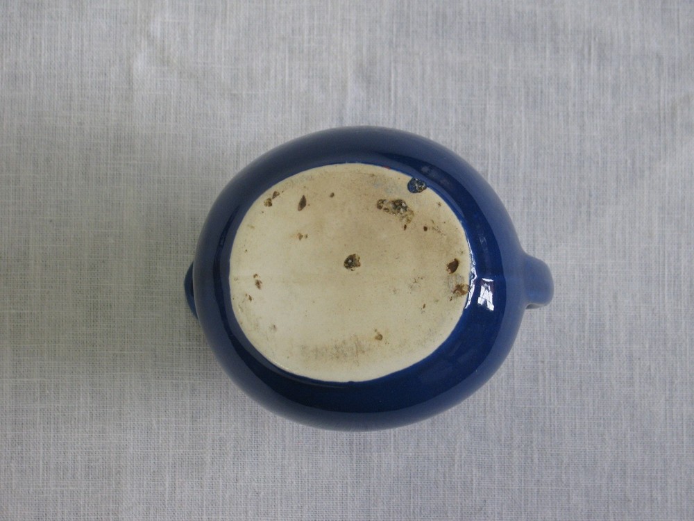 Vtg Ceramic Tilted Ball Creamer, Cobalt Blue, Unmarked