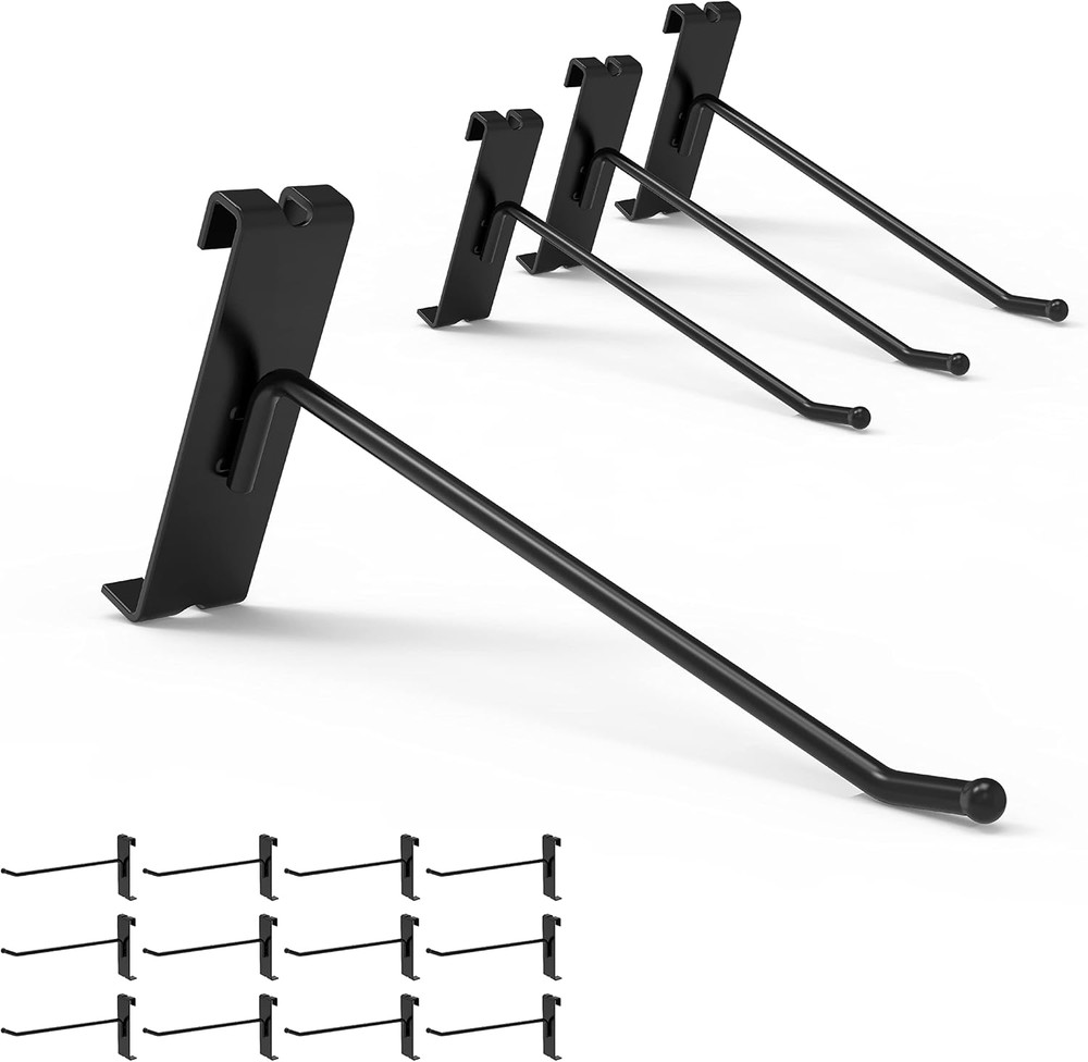 HUHOLE 32 Pack 6 Inch Gridwall Hooks for 3"X3" Wire Grid Panel – Black Heavy Dut