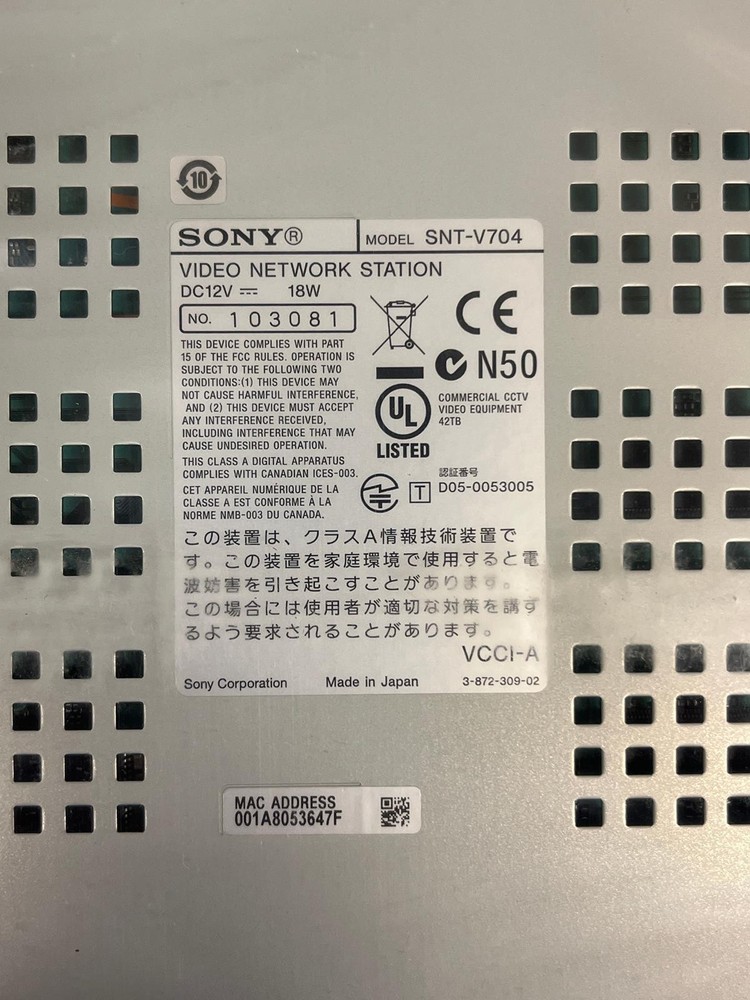 SONY SNT-V704 VIDEO NETWORK STATION- CCTV VIDEO ENCODER