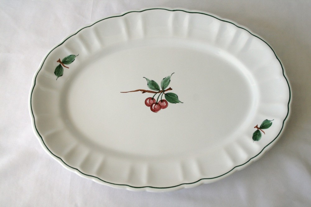 DAYTON'S Hand Painted Italy White Cherry Oval Serving Platter  #1293