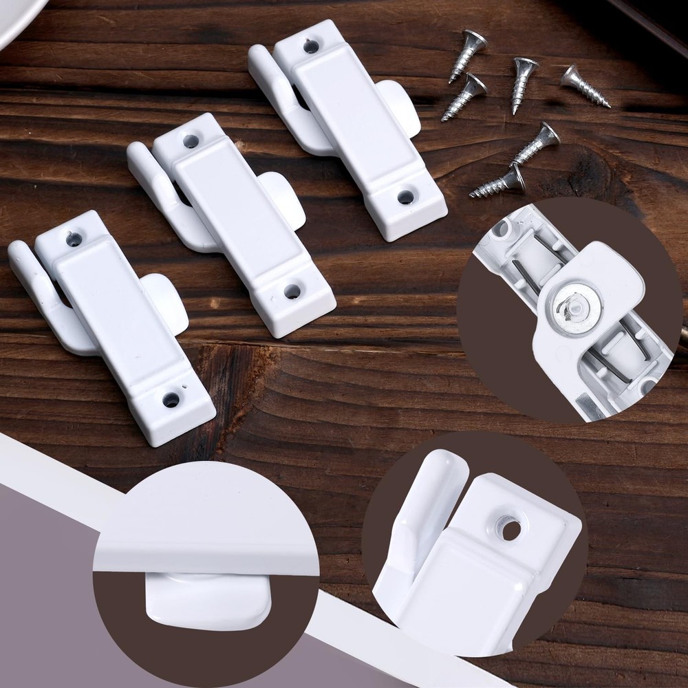 3PCS Window Sash Locks for F2590 White Latches, Vertical Horizontal Security
