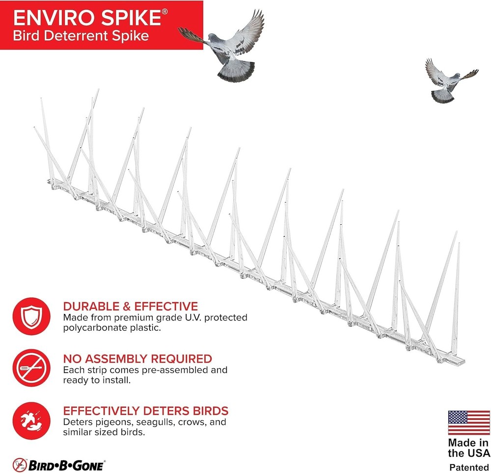EnviroSpike Plastic Bird Spikes - Humane Deterrent Kit