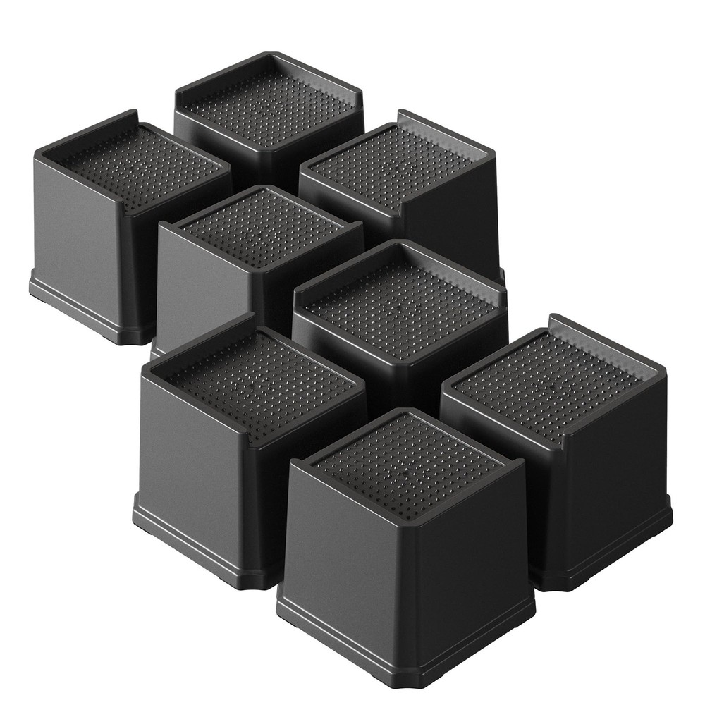 8 Pack 4 Inch Heavy Duty Bed Risers L-Shaped Furniture Elevators Oversized