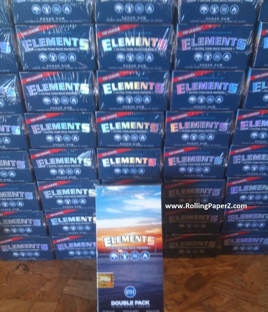 SEALED BOX SINGLE WIDE ELEMENTS Rice Cigarette Rolling Papers 25 PACKS/100 EACH