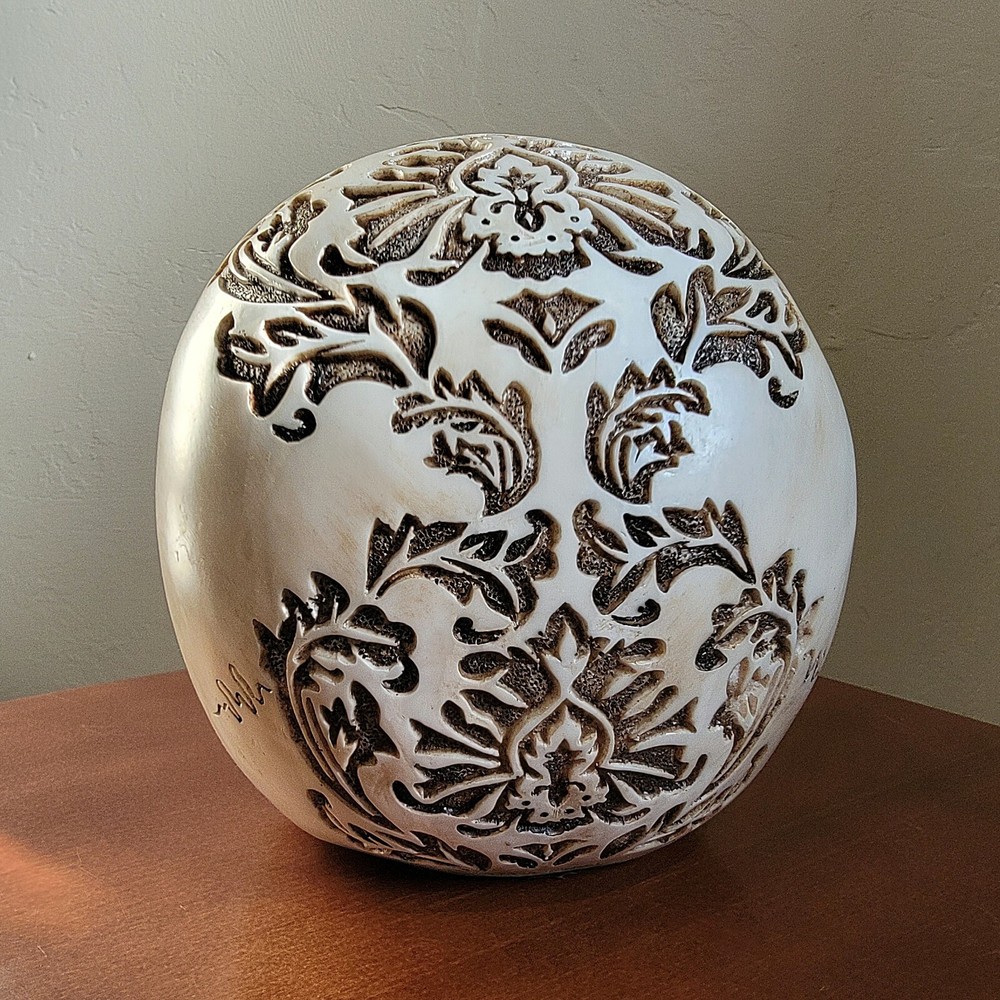 Elegant Damask Engraved Human Skull, Oddities Decor