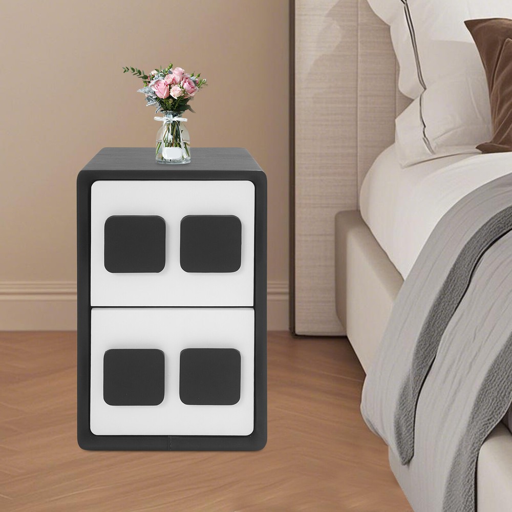 Modern Minimalist End Table, Bedside Table, Floorstanding End Table W/ 2 Drawers