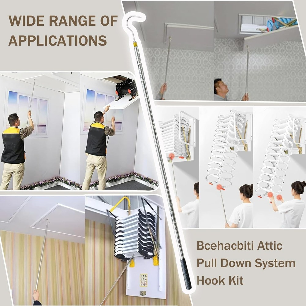 Attic Ladder Pull System Kit,Attic Pull System Hook Set Replacement for Cord ...