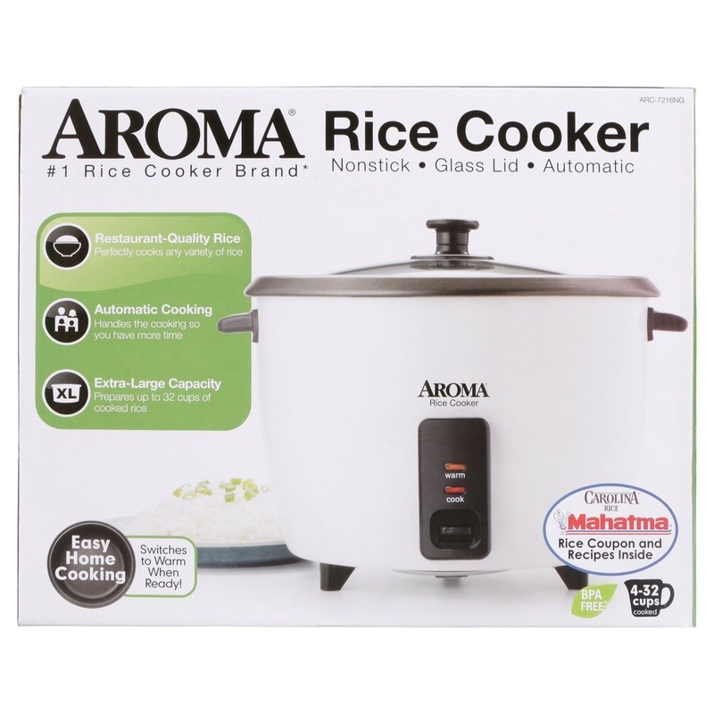 32 Cup Rice Cooker One Touch Steamer Dishwasher Safe Easy Cleanup Kitchen Helper