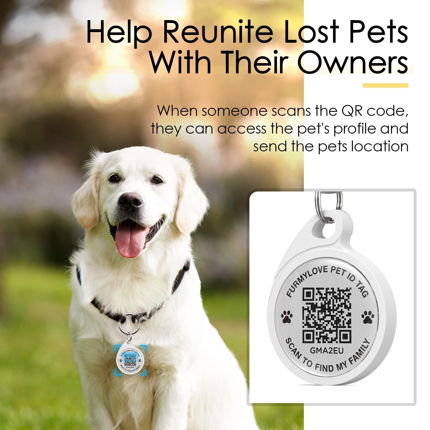 QR Code Dog Tag, Dog Tags Personalized Silent Pet ID Tag Customizable Free Pe...