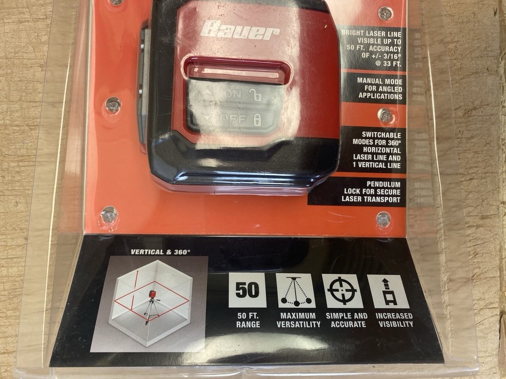 Bauer 20202l-B 50ft Self-Leveling 360 Horizontal Cross-Line Laser Level