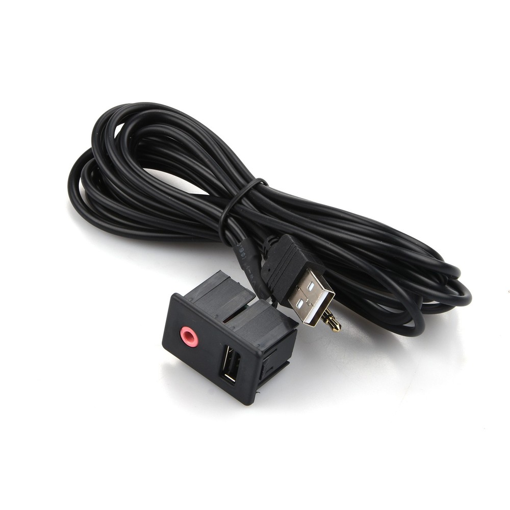 3.5mm Car Boat Audio USB AUX Adapter Dash Flush Mount Panel With 1.5M Cable