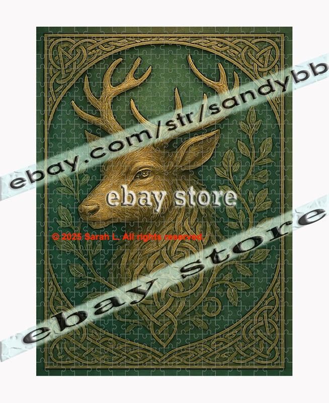 500 piece jigsaw puzzle Celtic Deer Crest with Symbolic Pattern