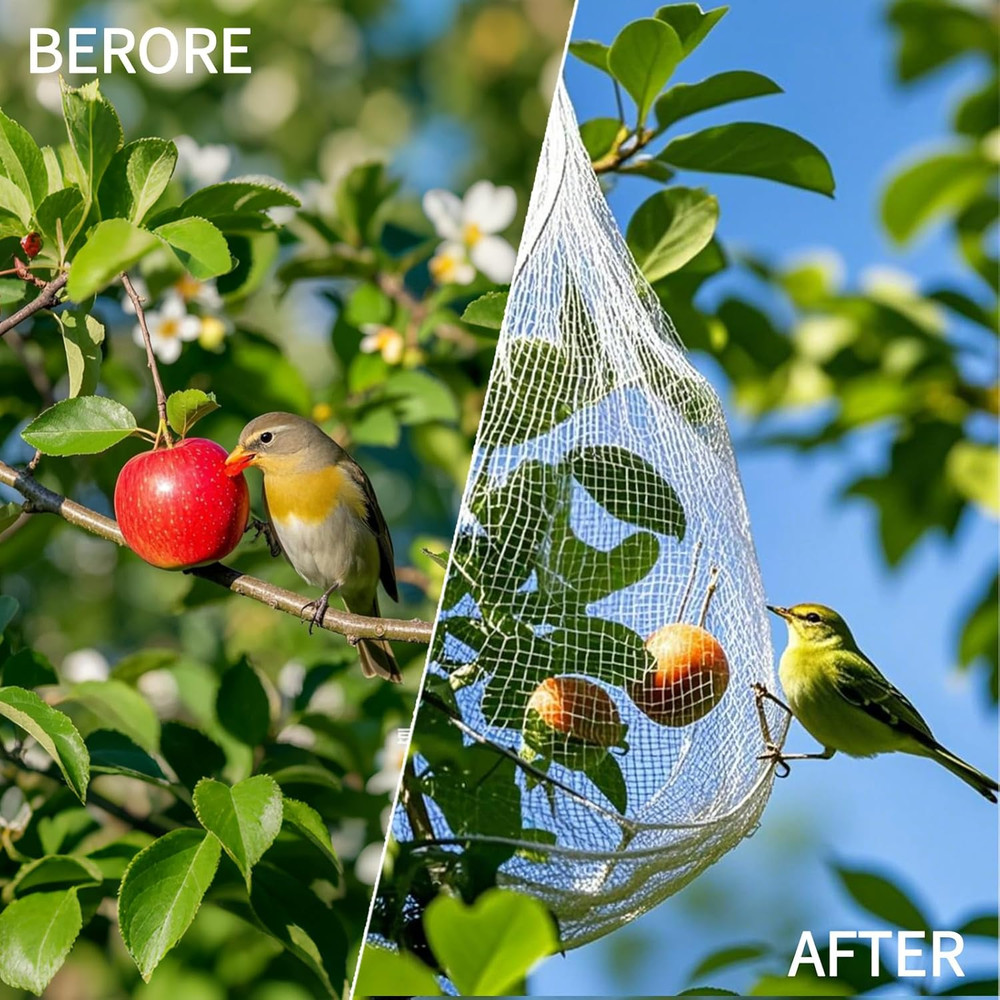 6'X50' White Polyester Bird Netting with 1" Square Mesh, Strong and Durable Chic