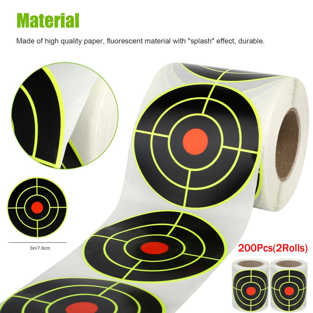 200Pcs / 2Rolls 3"Self Adhesive Paper Reactive Splatter Shooting Target Stickers