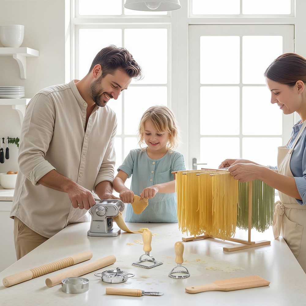 Pasta Making Tools, 9 PCS Wood Kit with Large, 9