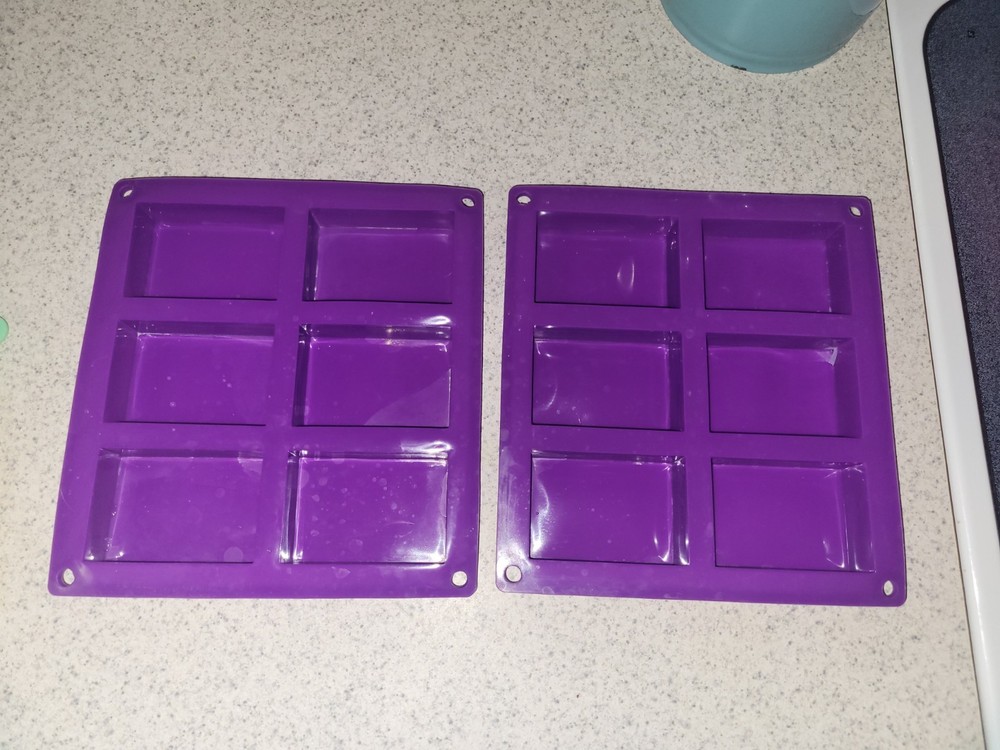 Purple Silicone 6 Cavity Rectangle Soap Mold For Soap Making 2 pack