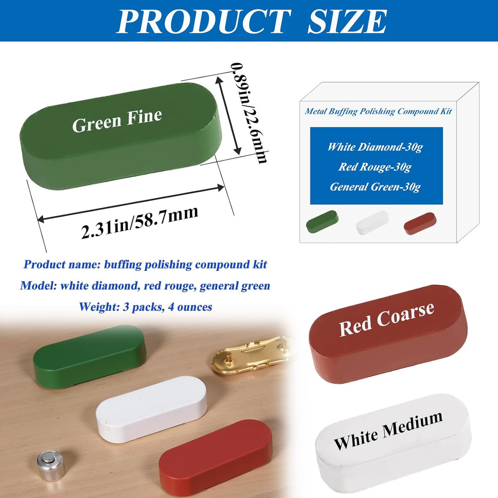 Metal Buffing Polishing Compound Kit,Buffing Wheel Compound Including White Diam