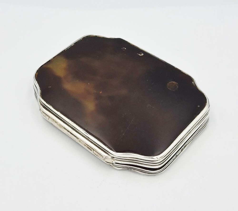 VICTORIAN STERLING SILVER MOUNTED SNUFF BOX London 1848