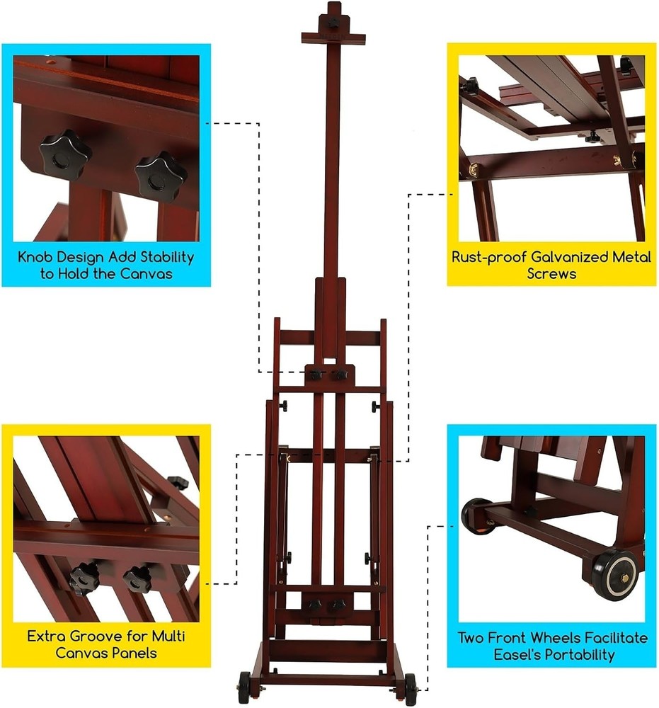 Artist Extra- Large Multi-Function Studio Easel, H-Frame Art Easel, Tilts Fla...