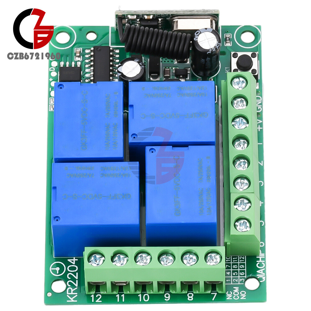 433Mhz Remote Control Receiver RF Wireless Switch 4CH Relay Module Transmitter