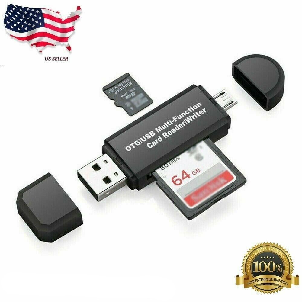 Micro USB OTG to USB 2.0 Adapter SD/Micro SD Card Reader with standard USB Male
