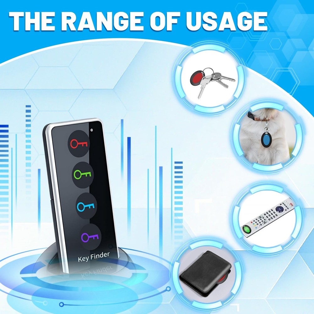 Key Finder Wireless RF Locator with 80dB+ Loud Beep & LED Light, 131ft Range,...