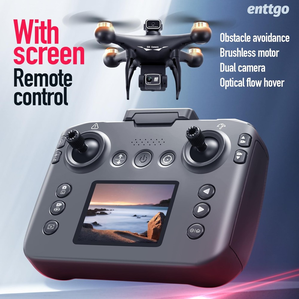S116 GPS Drone with Screen Controller, Two-batteries, Black - 2 batteries