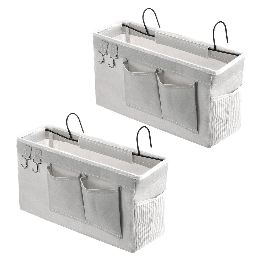 2pcs Bedside Caddy Bed Caddy Bunk Bed Caddy Bedside Organizer with Hooks, White