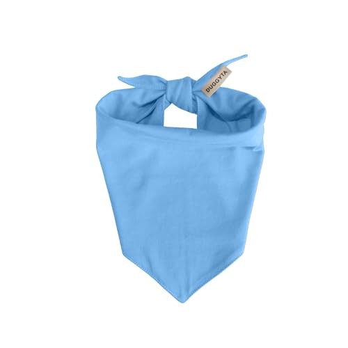 Premium Solid Dog Bandana, Luxury Soft Cotton Adjustable Triangle Medium Blue
