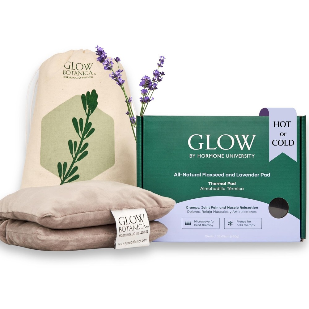 Glow Heating Pad with Flaxseed & Lavender for Hot & Cold Therapy, Microwavabl...