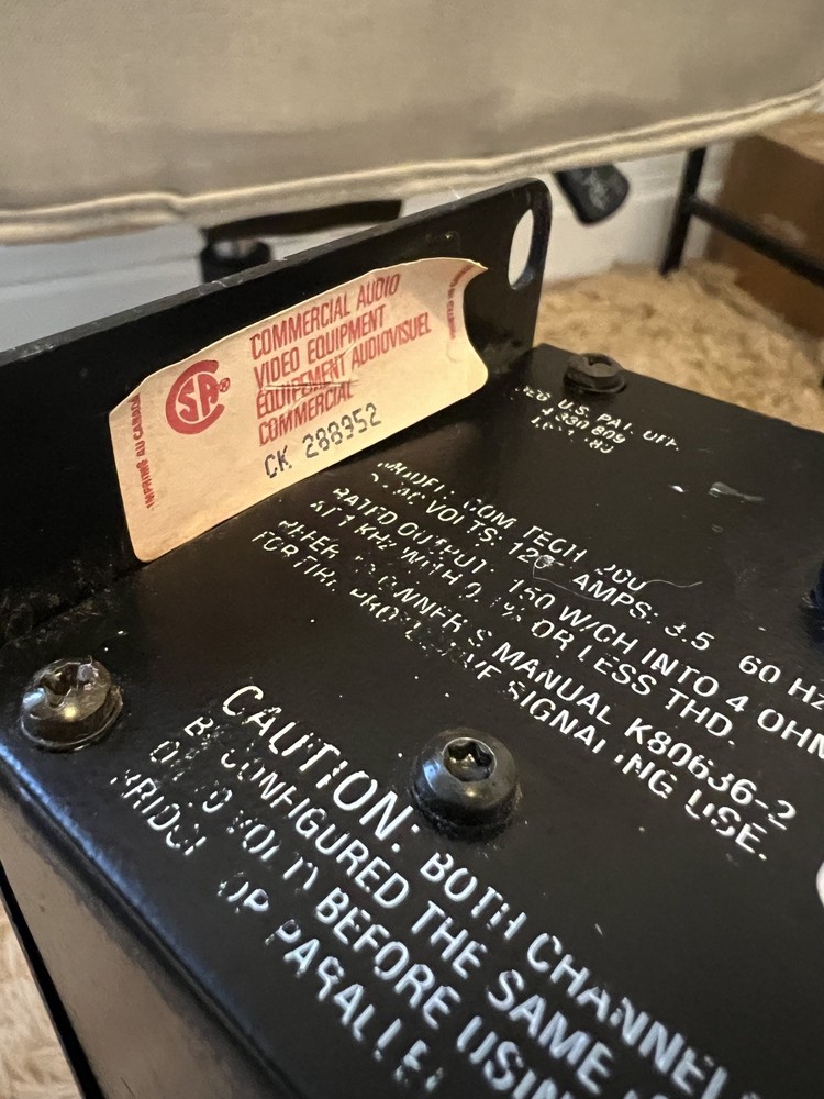 Crown Com-Tech 200 200W 2 Channel Commercial Power Amplifier Tested Working