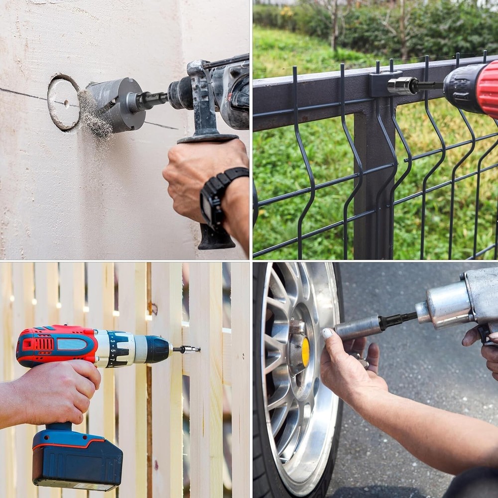 9Pcs Socket Adapter Drill Bits Set Hex Impact Driver Tools 1/4" 3/8" 1/2" Shank