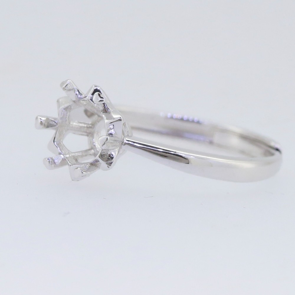 Sterling Silver Semi Mount Ring Setting Round RD 6.5mm Open Size Adjustable Size