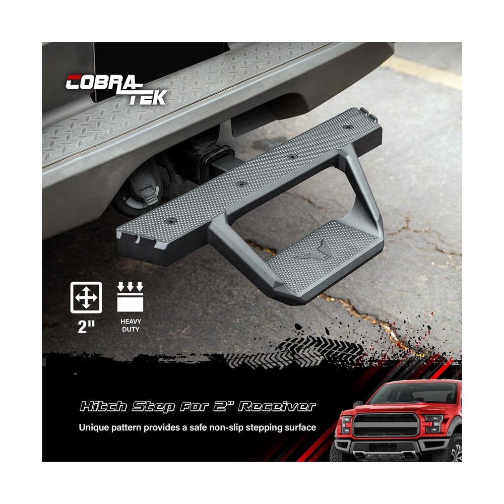 Bully Black 2" Class III 2 Stage Hitch Receiver Bumper Step Black Poweder Coa...
