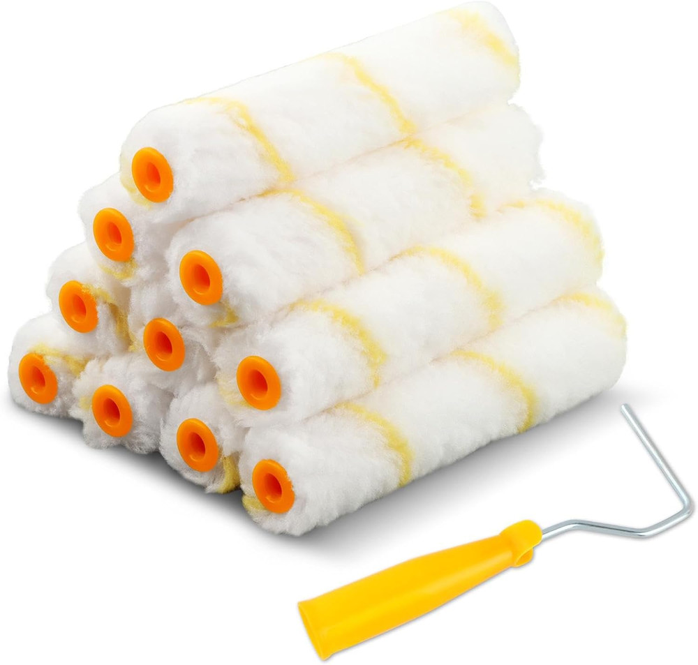 10pcs 6" Microfiber Paint Roller Covers with Frame for Cabinets & Furniture