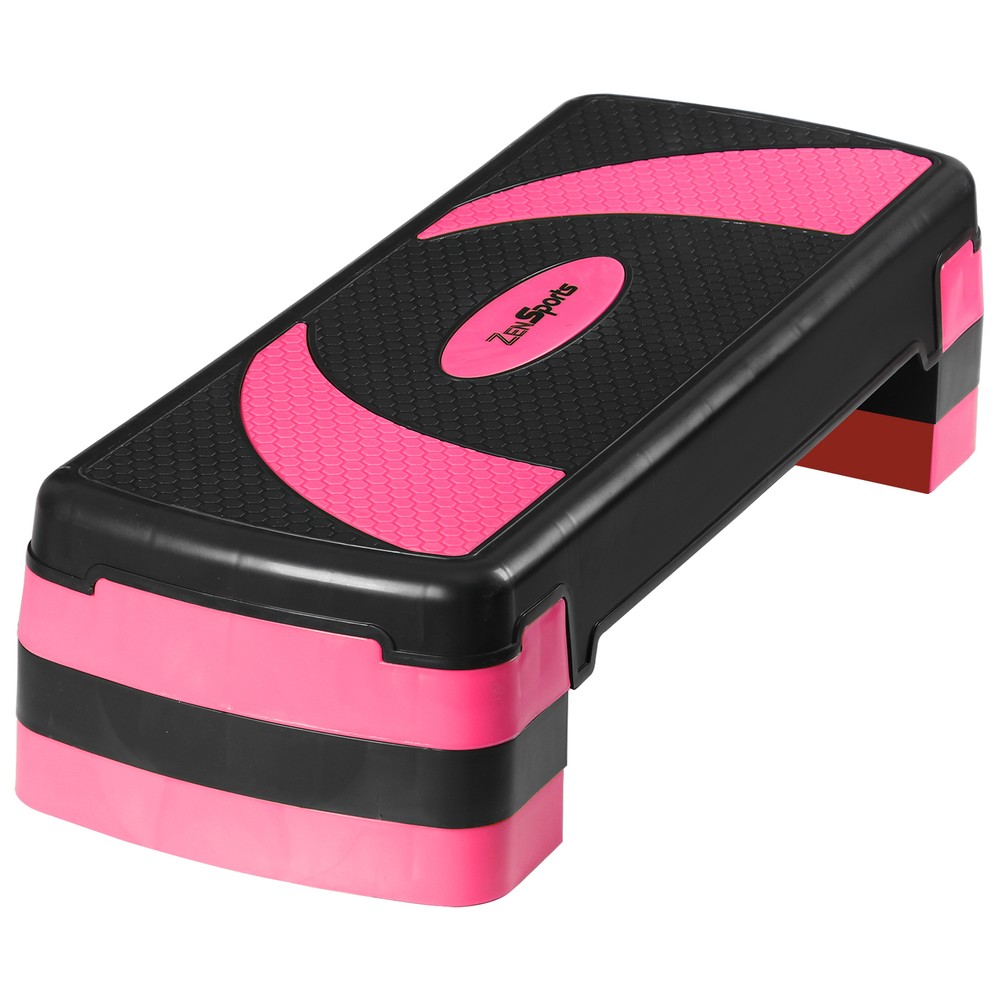 31 Inch Exercise Step Platform Adjust Aerobic Step Platform Workout Stepper Pink