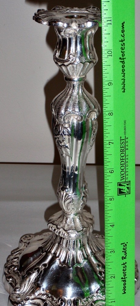 20th Century Pair of Continental Rococo Silver Candlesticks