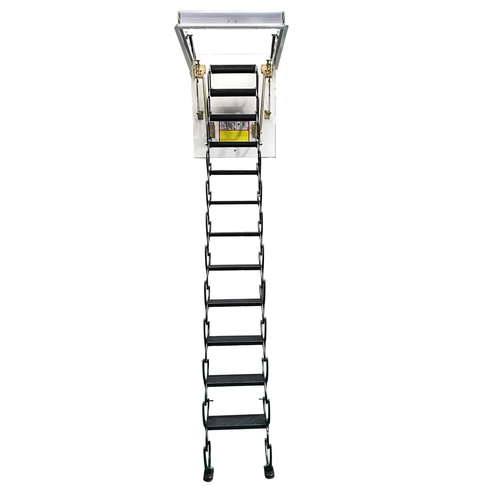 Attic Ceiling Ladder 10 ft Ceiling Mounted Folding Stairs Pull Down Ladder Black
