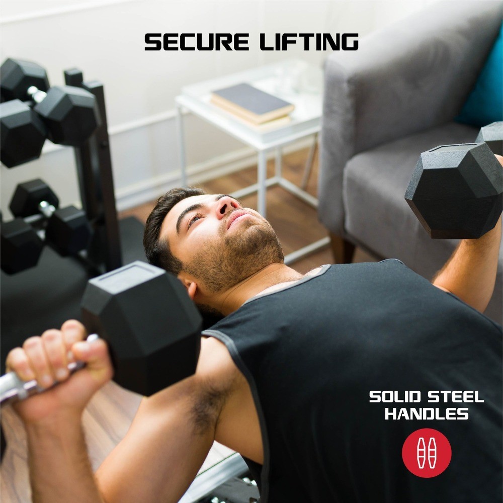 25lbs Hex Dumbbell Set – Solid Steel Handles, Durable Rubber Coating