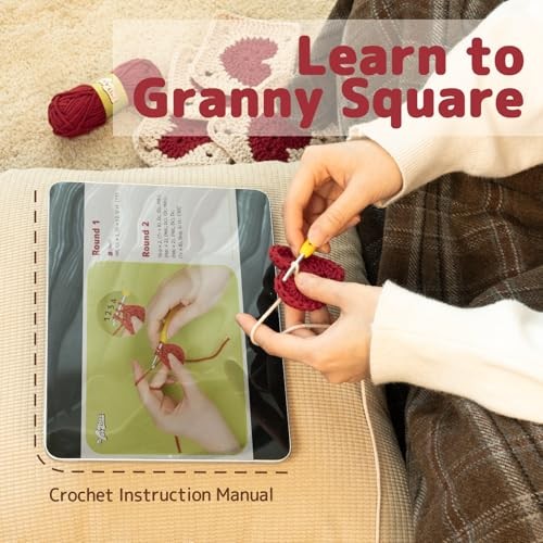 Crochet Kit for Beginners, Granny Square Starter Kit with Step-by-Step Video