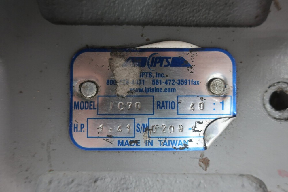 Ipts IC70 Right Angle Gear Reducer 1.41hp 40:1