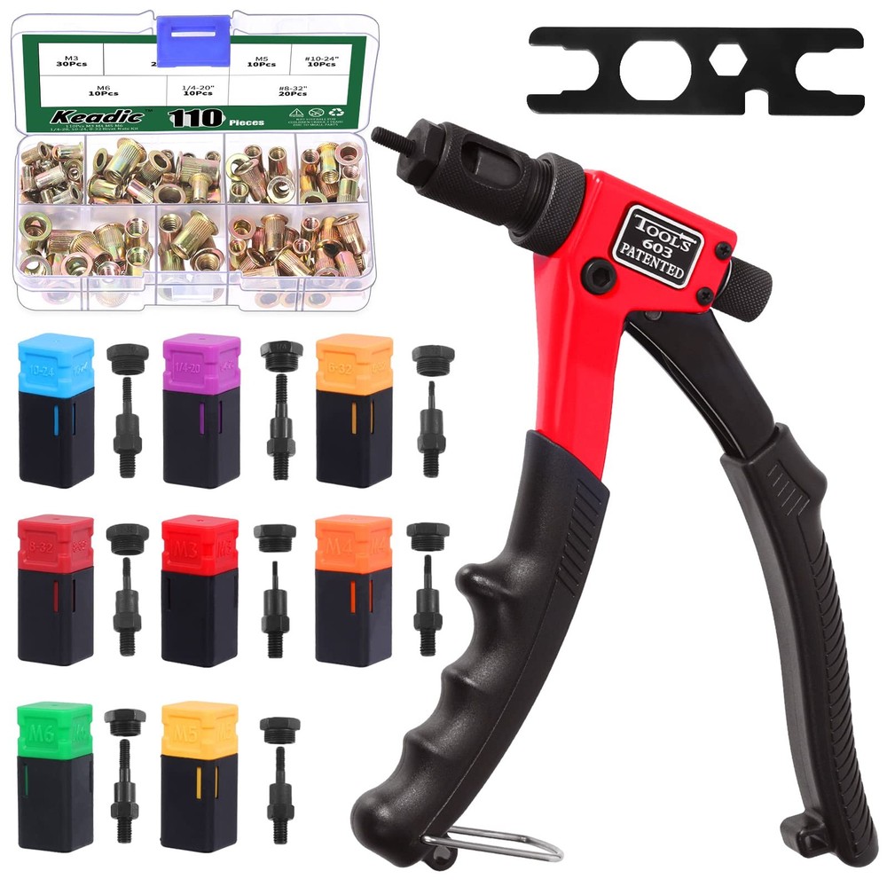 120pc Professional 20.3cm Rivet Nut Tool Set Includes M3, M4, M5...