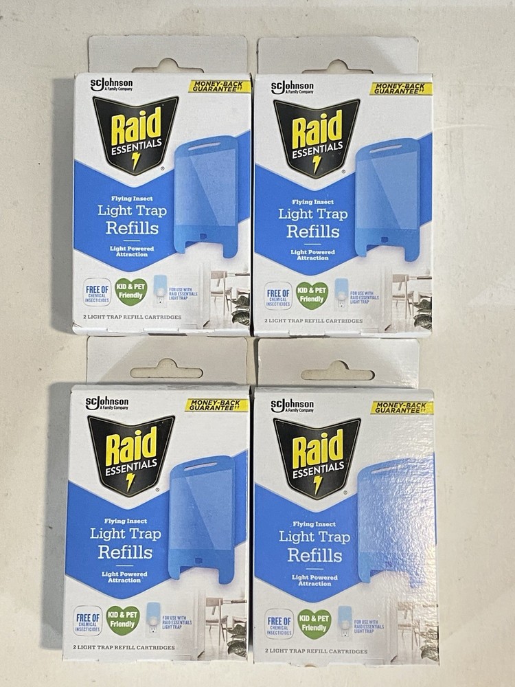 4x Raid Essentials Flying Insect Light Trap Refills 2ct Each (8 Refills Total)