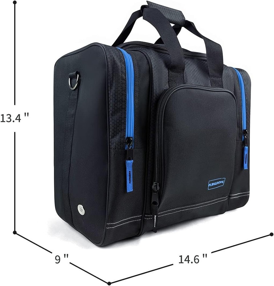 Durable Blue Bowling Bag for Single Ball - Adjustable Strap & Multiple Pockets